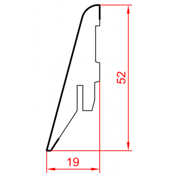 Плінтус Супер профіль Білий 2800х52х19 Низький підлоговий плінтус Білий плінтус мдф Маленькі плінтуса