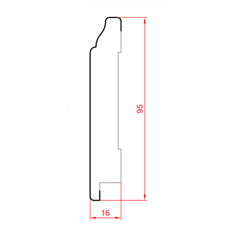 Плінтус Супер профіль ПП1695 Білий 2800х95х16 мм Плінтус для підлоги широкий Плінтус білий мдф