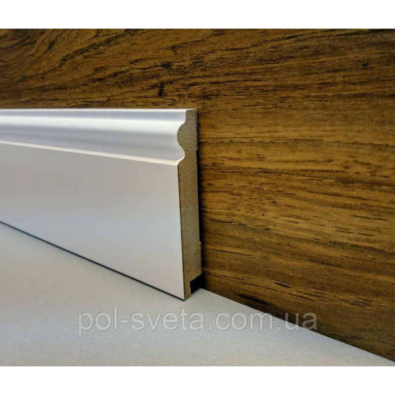 Плінтус Супер профіль ПП16100 Білий 2800х99х16 мм Плінтус для підлоги широкий Білий плінтус підлоговий