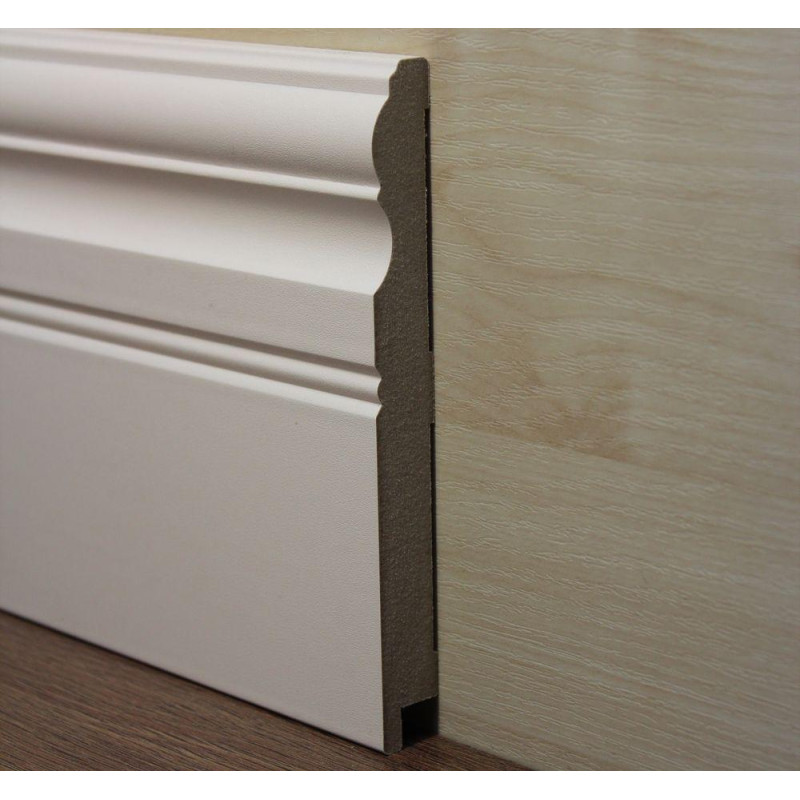 Плінтус Супер профіль ПП16145 Білий 2800х144х16 мм Високий мдф плінтус Декоративний плінтус для підлоги