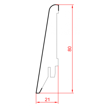 Плінтус МДФ, висота 80 мм, покриття по підлозі 21 мм,довжина 2,8м Дуб шамоні світлий