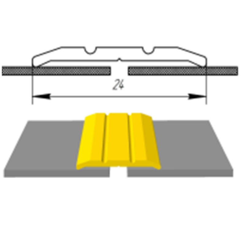 Алюмінієвий підлоговий поріг шириною 24 мм, АП-003 (золото, срібло)