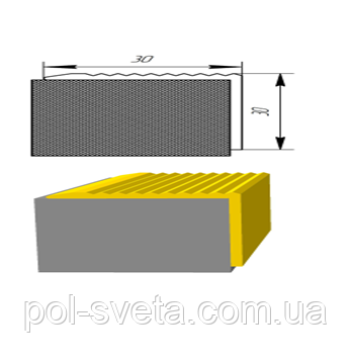 Кутовий алюмінієвий поріжок30*30ммУЛ-122 довжина 2700мм