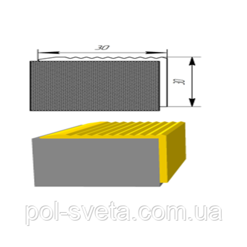 Кутовий алюмінієвий поріжок30*30ммУЛ-122 довжина 2700мм
