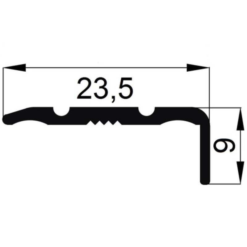 Кутовий алюмінієвий поріжок 24*9мм довжина 900мм