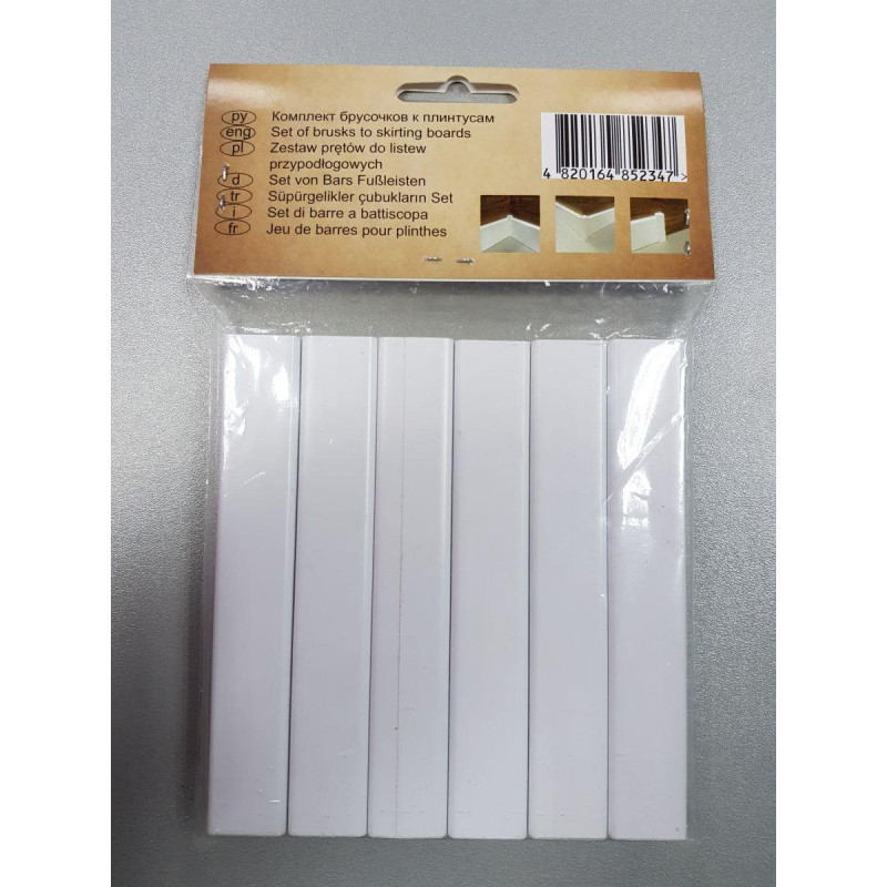 Комплект брусків до плінтуса Супер Профіль Білий 115х18х18мм 6 шт Сполучний брусок Бруски для плінтуса