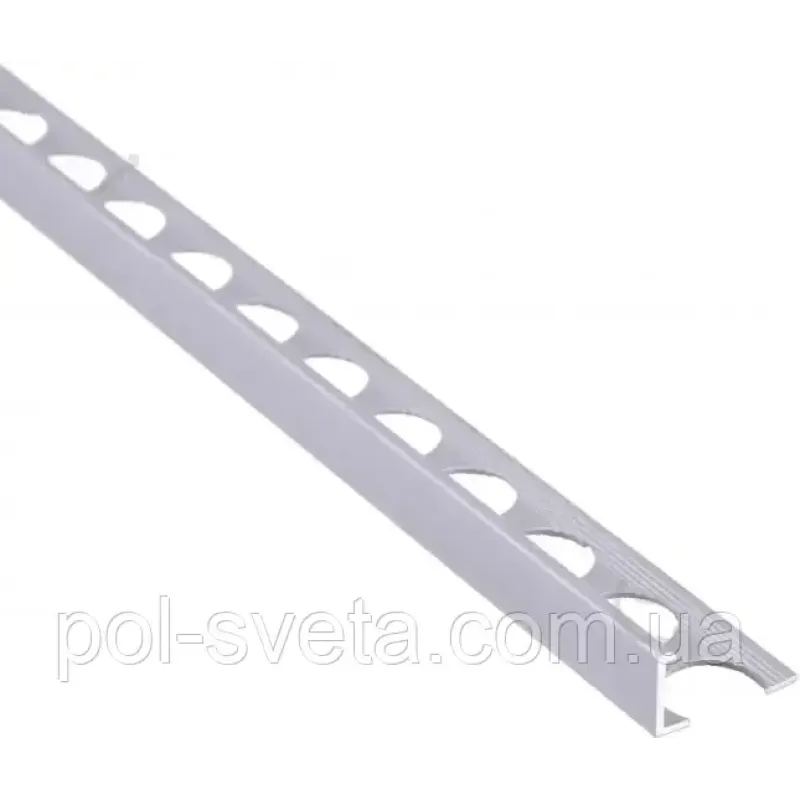 Торцевий алюмінієвий профіль для плитки товщиною 8 мм, довжина 2,7 м, Срібло