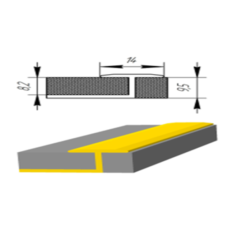 Алюмінієвий профіль, для плітки 8 мм, довжина 2,5 м, Золото-срібло