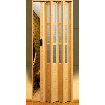 Двері міжкімнатні Symfonia складна (гармошка) зі склом ПВХ Vinci Decor Світлий дуб