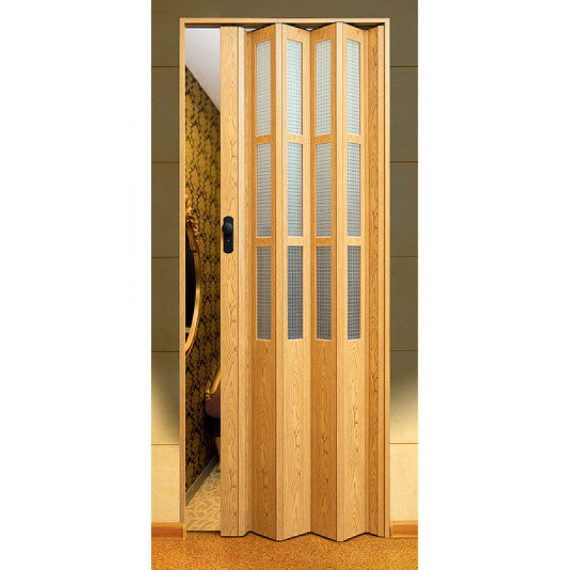 Двері міжкімнатні Symfonia складна (гармошка) зі склом ПВХ Vinci Decor Світлий дуб