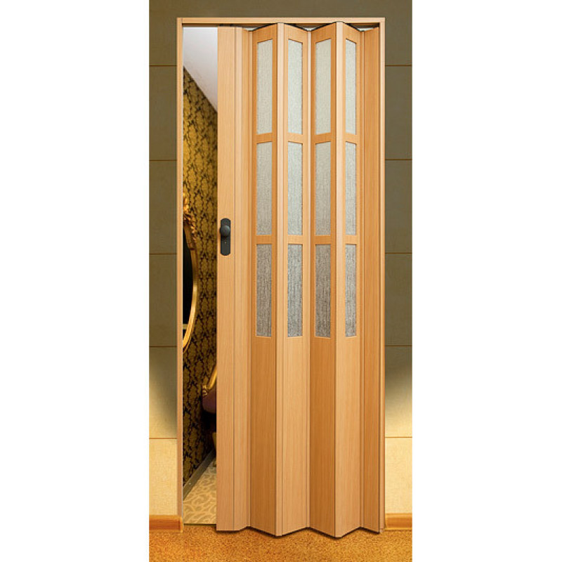 Двері міжкімнатні Symfonia складна (гармошка) зі склом ПВХ Vinci Decor  Бук