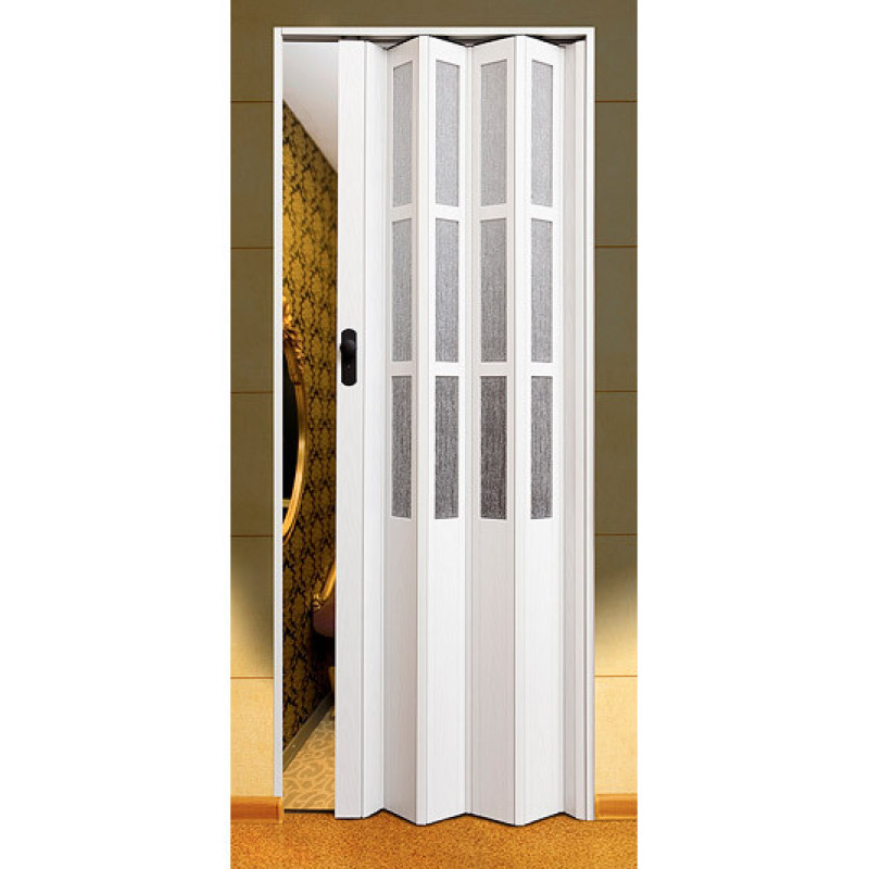 Двері міжкімнатні Symfonia складна (гармошка) зі склом ПВХ Vinci Decor  Арктичний білий