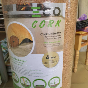 Коркова підкладка Eco Cork 3 мм 1м х 10 м Підкладка для укладання під підлогові покриття Екологічна підкладка