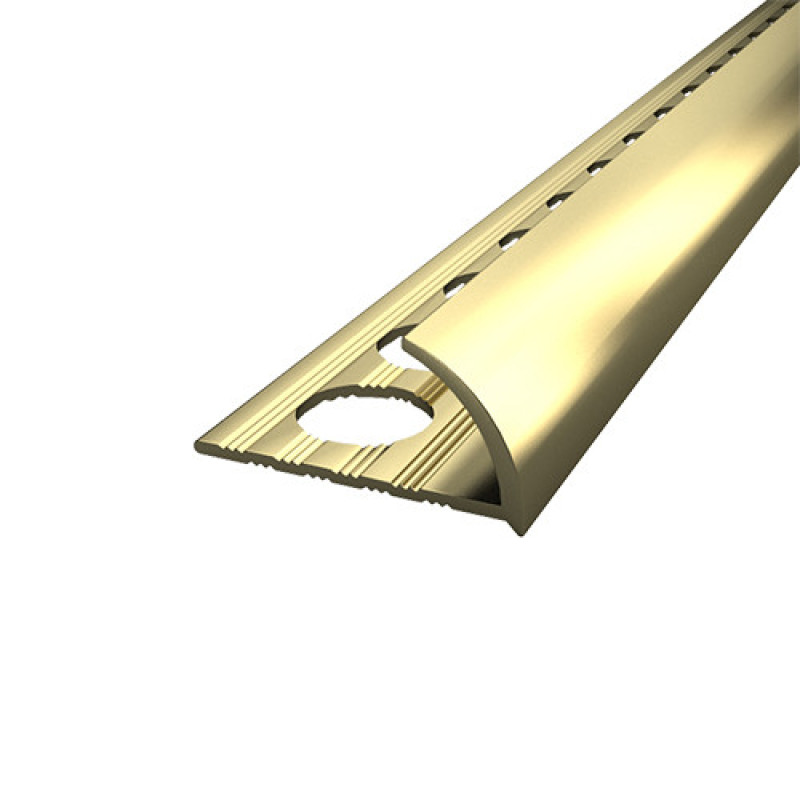 Обробний алюмінієвий куточок напівкруглий для плитки товщиною 10 мм, довжина 2,7 м Золото (ПЛ-202)