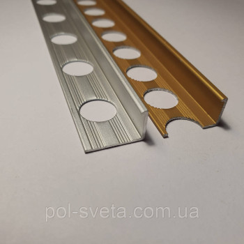 Алюмінієвий профіль для плитки товщина 8 мм, довжина 2,7 м, Золото