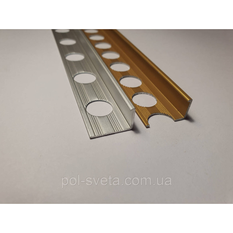 Алюмінієвий профіль для плитки зовнішний L-подібний 10 мм, Срібло