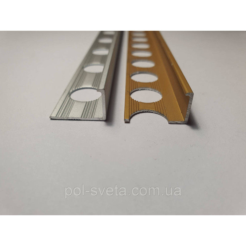 Алюмінієвий профіль для плитки зовнішний L-подібний 10 мм, Срібло