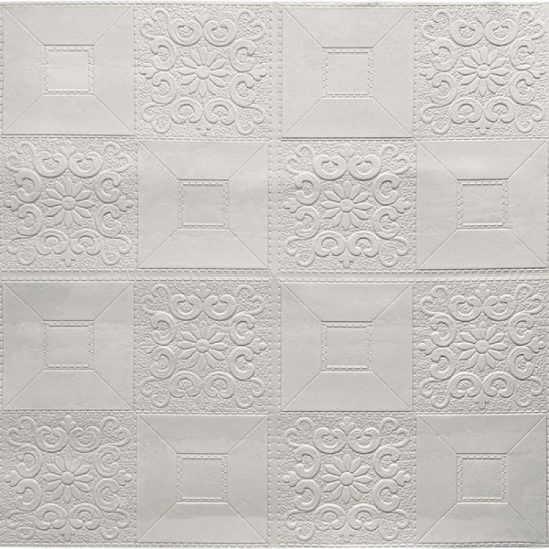 Самоклейні 3D-панель Grace Плитка біла з візерунком 700х700 мм