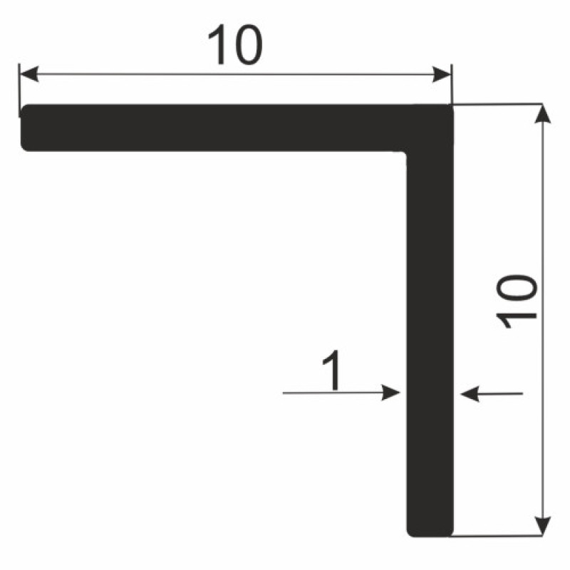 Декоративний алюмінієвий Куточок 10х10х1,0 золото