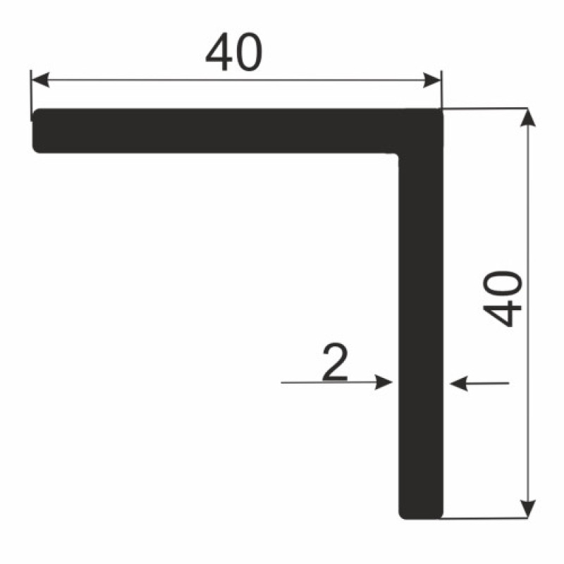 Декоративний алюмінієвий Куточок 40х40х2,0 срібло, довжина 3м
