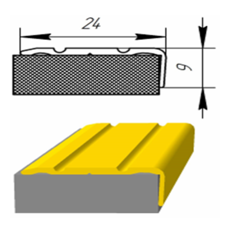 Кутовий алюмінієвий поріжок , Дуб сірий (ламінація) УЛ-120