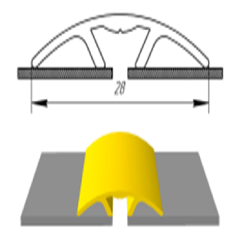 Підлоговий алюмінієвий поріг з прихованим кріпленням шириною 28 мм, Ясен (АП-016)