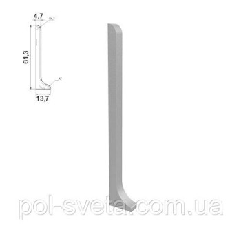 Закінченя на алюмінієвий плінтус 60 мм, пара ( срібло )