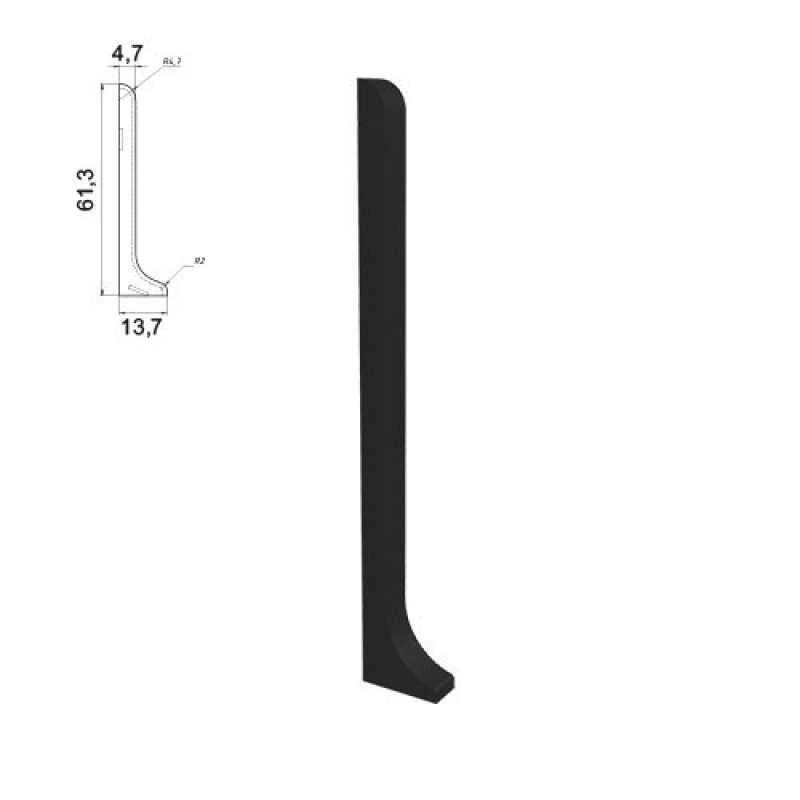 Закінченя на алюмінієвий плінтус 60 мм, пара ( чорний )