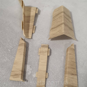 Ліве закінчення до плінтуса ПВХ Grun Holz 70 мм, Горіх Модерн 015