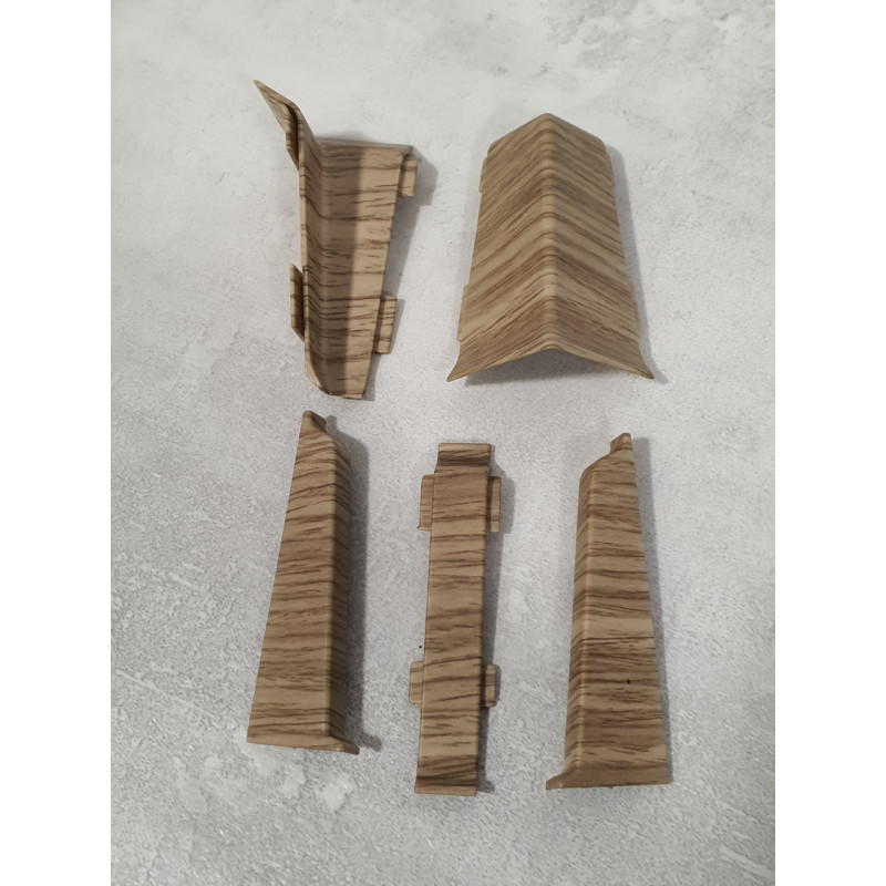 Кут внутрішній до плінтуса ПВХ Grun Holz 70 мм, Дуб Карамельний 759