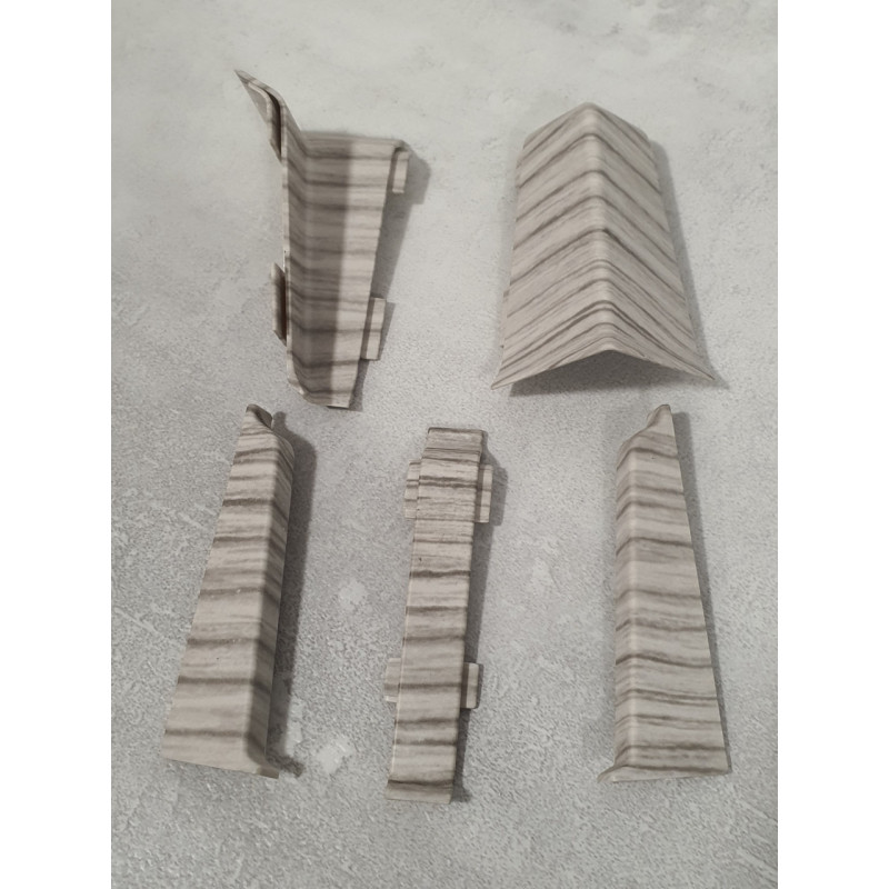 Кут внутрішній до плінтуса ПВХ Grun Holz 70 мм, Дуб Чілаут 011