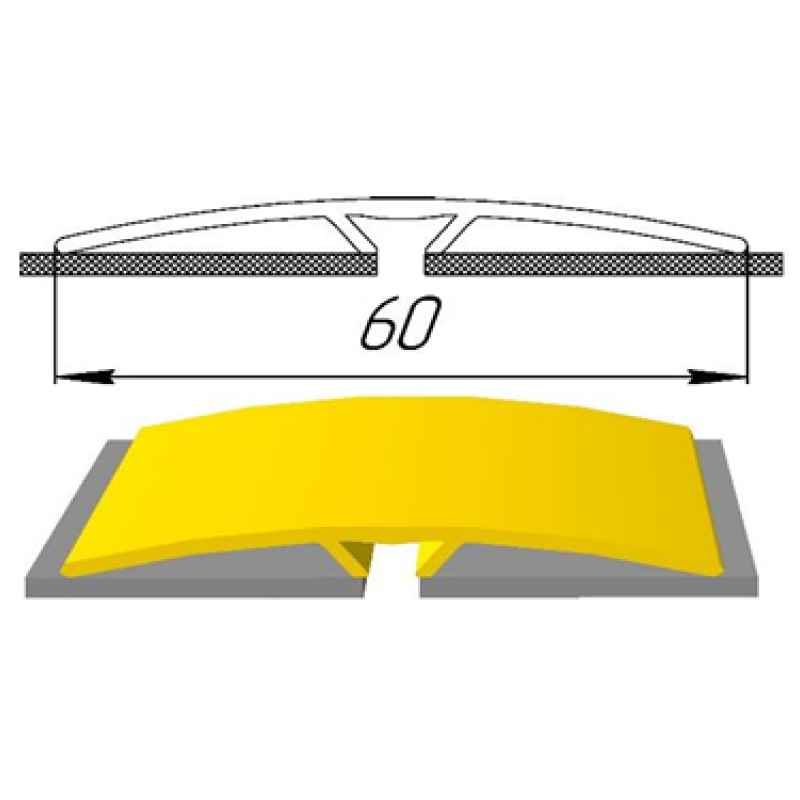 Напівкруглий підлоговий поріг з прихованим кріпленням шириною 60 мм, Дуб Попелястий (АП-014)