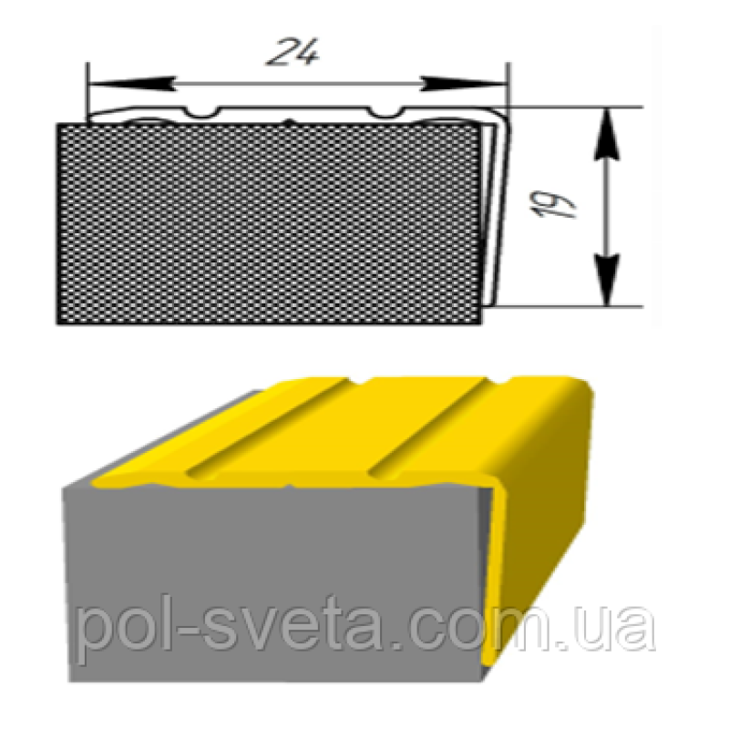 Кутовий алюмінієвий поріжок 24*19 мм 900мм