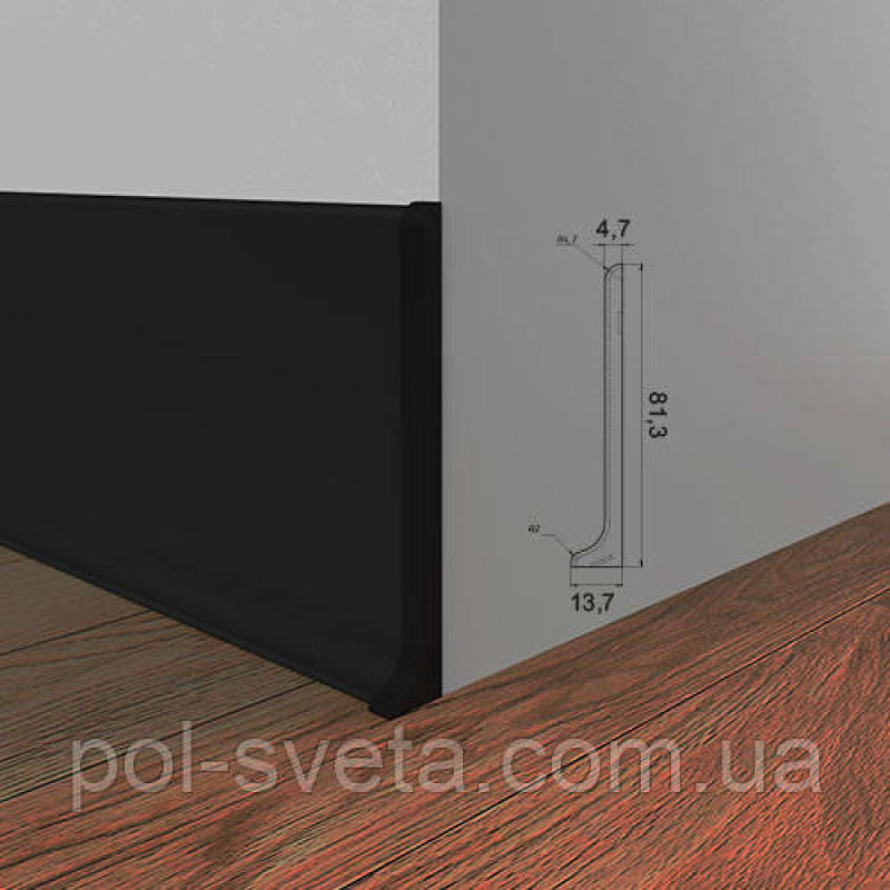 Заглушки на алюмінієвий плінтус 80 мм, пара ( чорна)