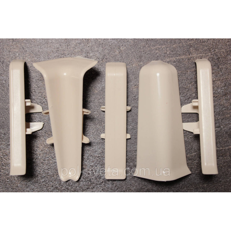 Фурнитура к плинтусу ПВХ ТерПол 22х70х2200 мм, Кремово-белый 003 Кут зовнішній