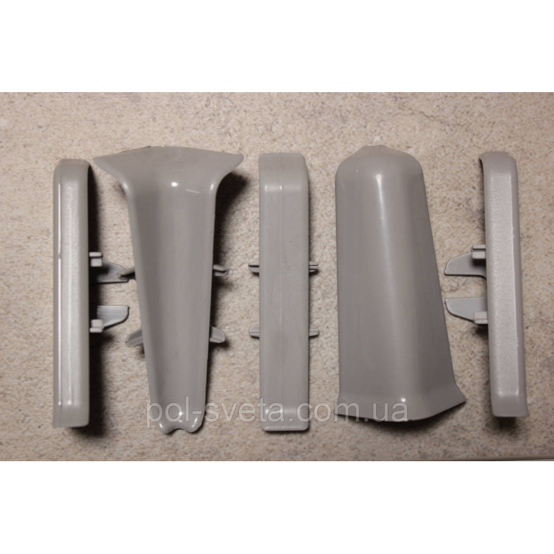 Фурнитура к плинтусу ПВХ ТерПол 22х70х2200 мм, Платиново-серый 006 Кут зовнішній