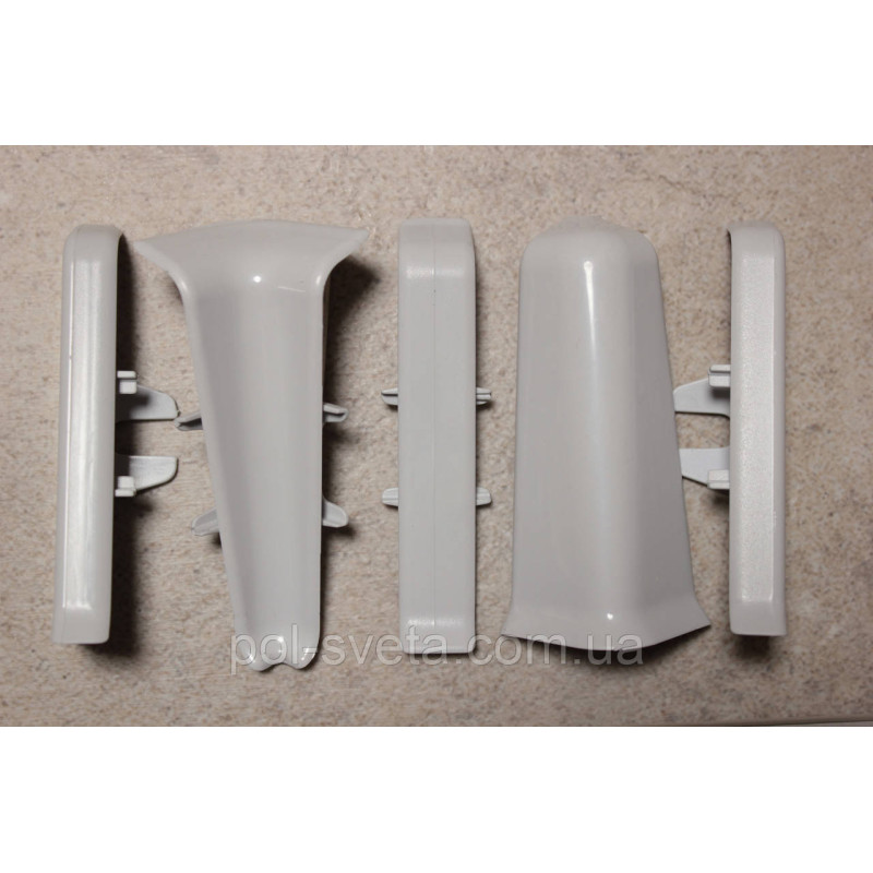 Фурнітура до плінтусу ПВХ ТерПол 22х70х2200 мм, Світло-сірий 005 Кут внутрішневий