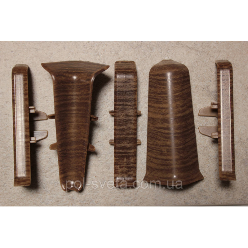 Фурнитура к плинтусу ПВХ ТерПол 22х70х2200 мм, Орех 029 Кут внутрішній