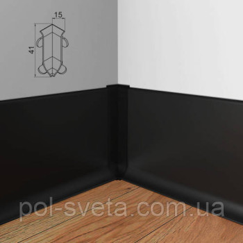Кут внутрішній на алюмінієвий плінтус 40 мм, ( чорний )