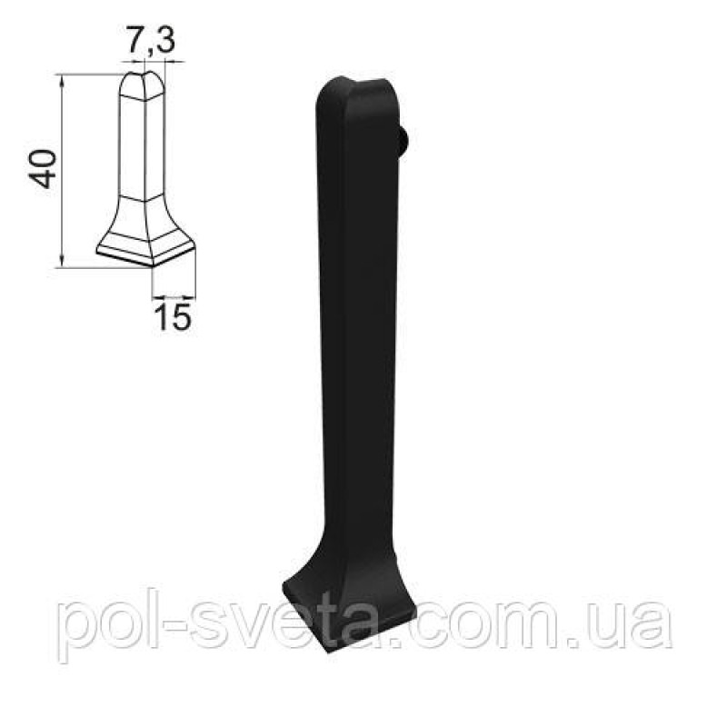 Кут зовнішній на алюмінієвий плінтус 40 мм, ( чорний )