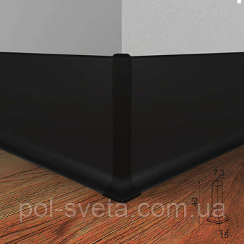 Кут зовнішній на алюмінієвий плінтус 40 мм, ( чорний )