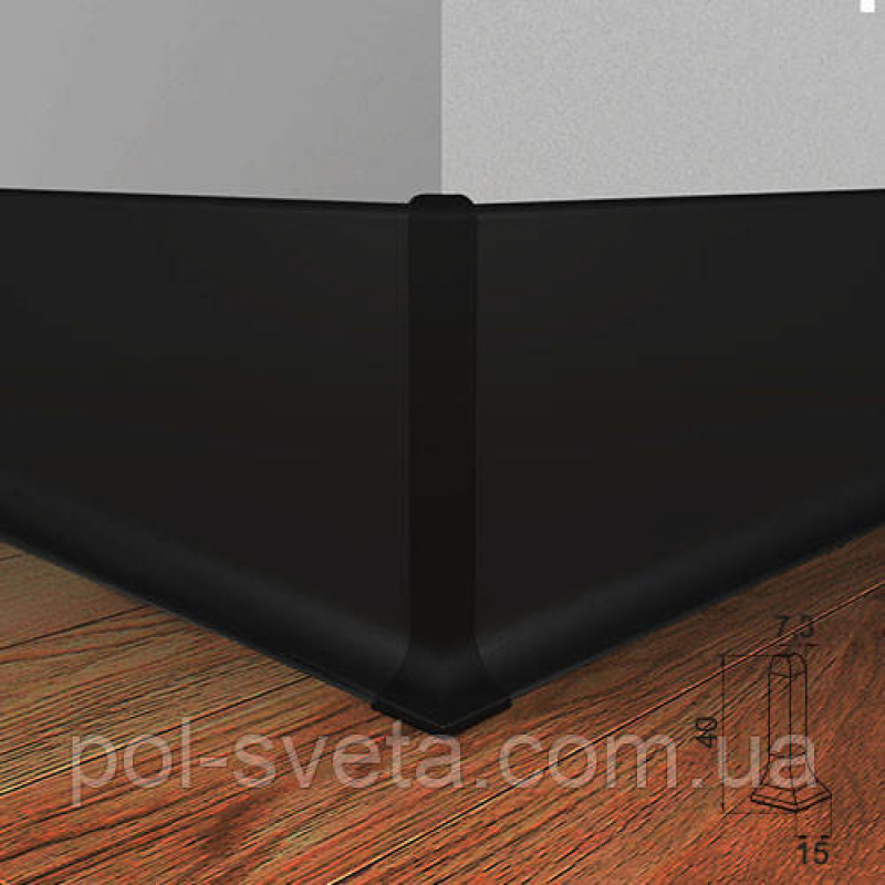 Кут зовнішній на алюмінієвий плінтус 40 мм, ( чорний )