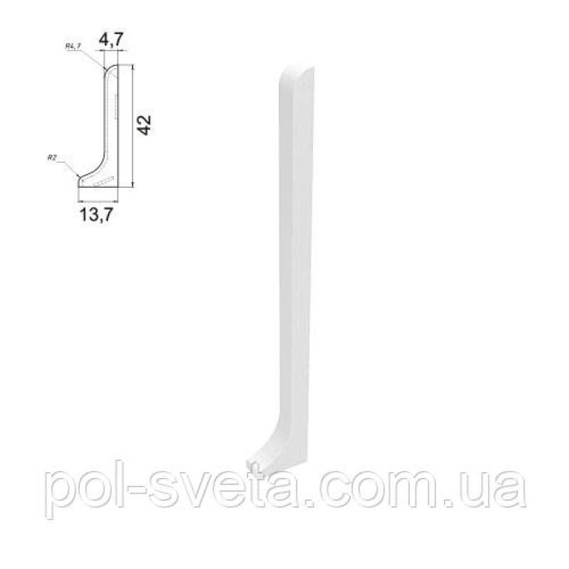 Закінченя на алюмінієвий плінтус 40 мм, пара (білий матовий)
