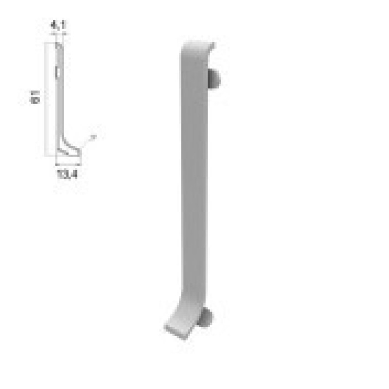 З'єднувач на алюмінієвий плінтус 60 мм, ( срібло )