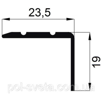 Поріг Алюмінієвий 23,5х19 L-подібні довжина 2,7 м, секвоя (УЛ-121) 1800