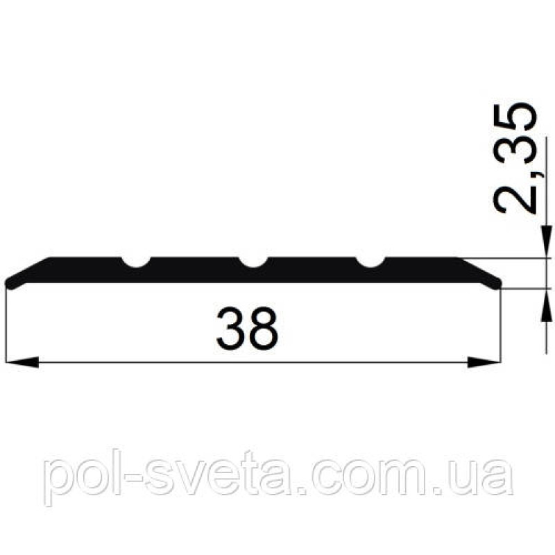 Підлоговий поріг алюмінієвий гладкий 38х2.5 мм, срібло